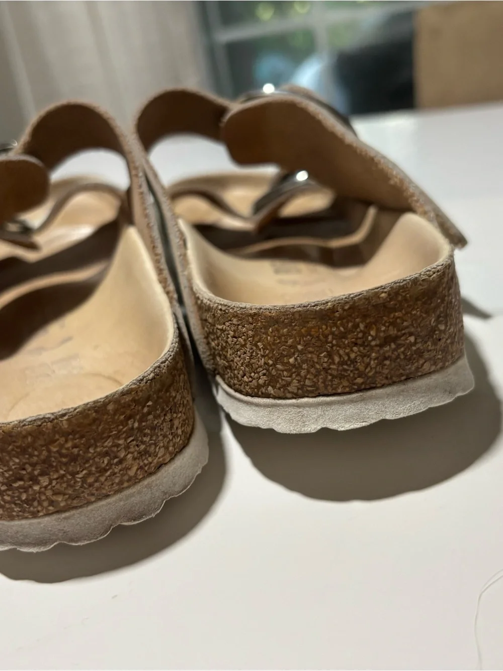 Birkenstock White Double-Buckle Slide Sandals size 38